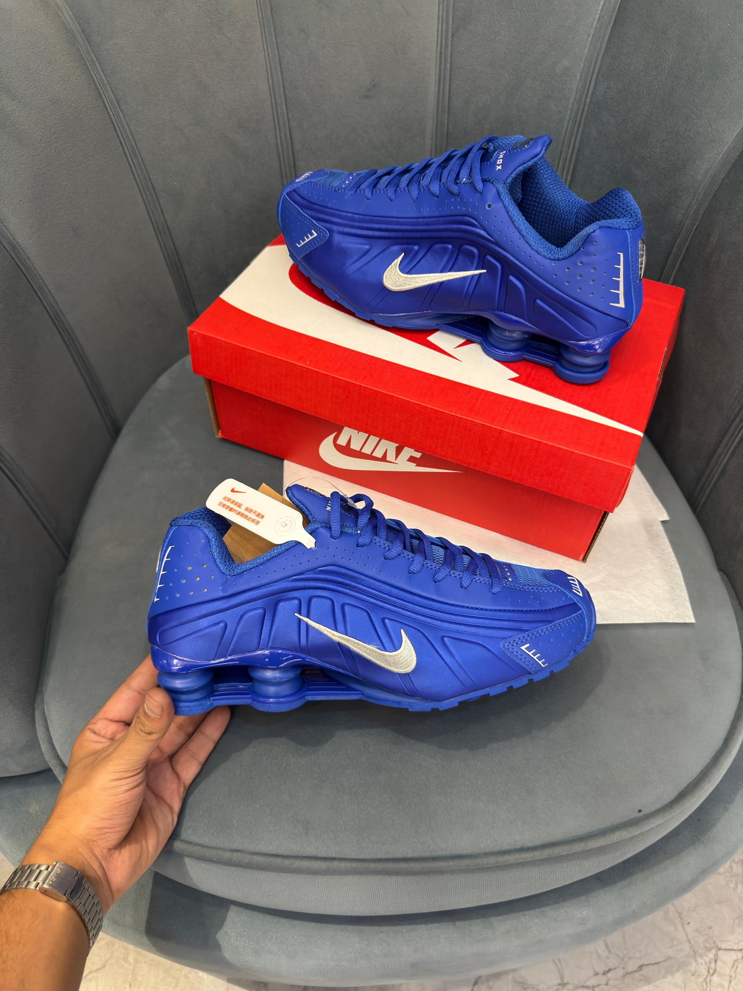 NIKE SHOX SILVER ROYAL BLUE