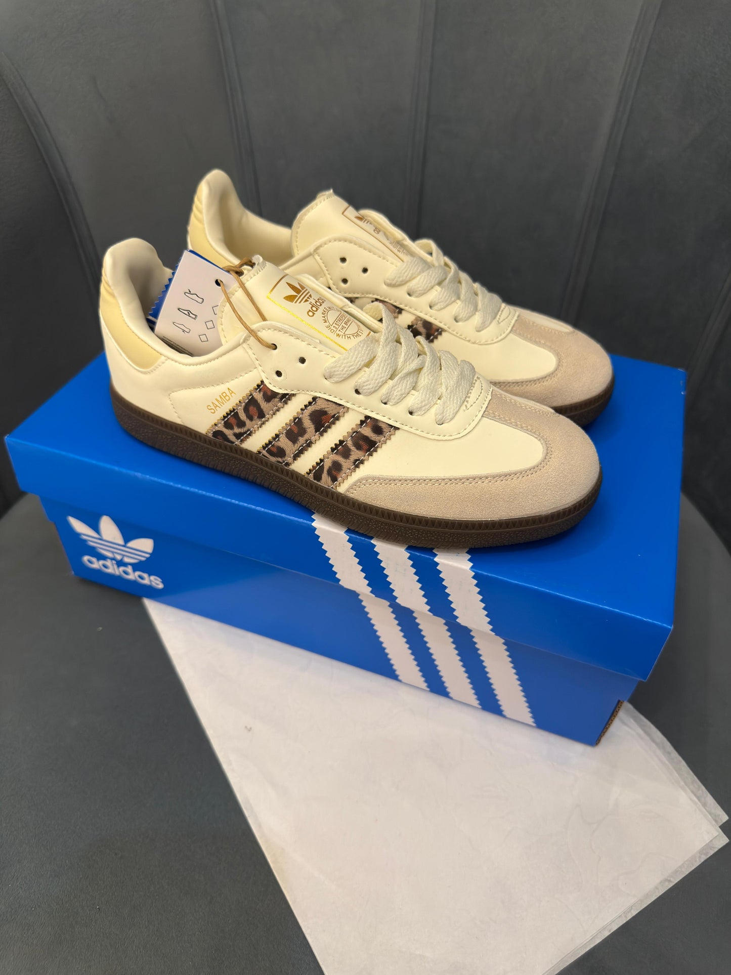 ADIDAS ORIGINALS SAMBA CREAM LEOPERD STRIPES