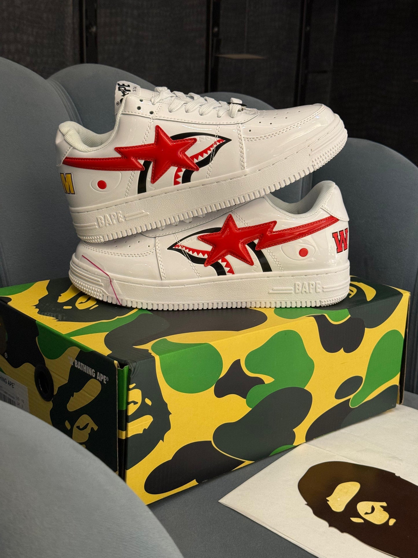 A BATHING APE BAPE STA OS WHITE RED