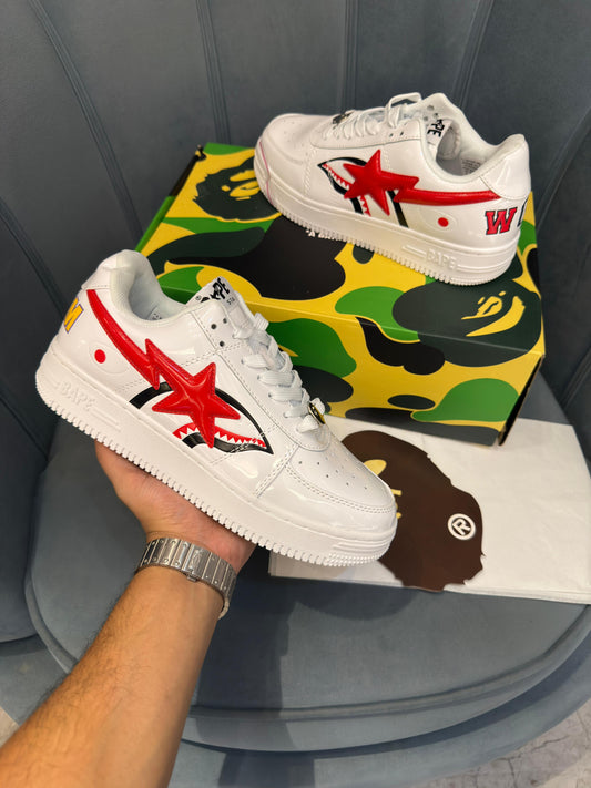 A BATHING APE BAPE STA OS WHITE RED