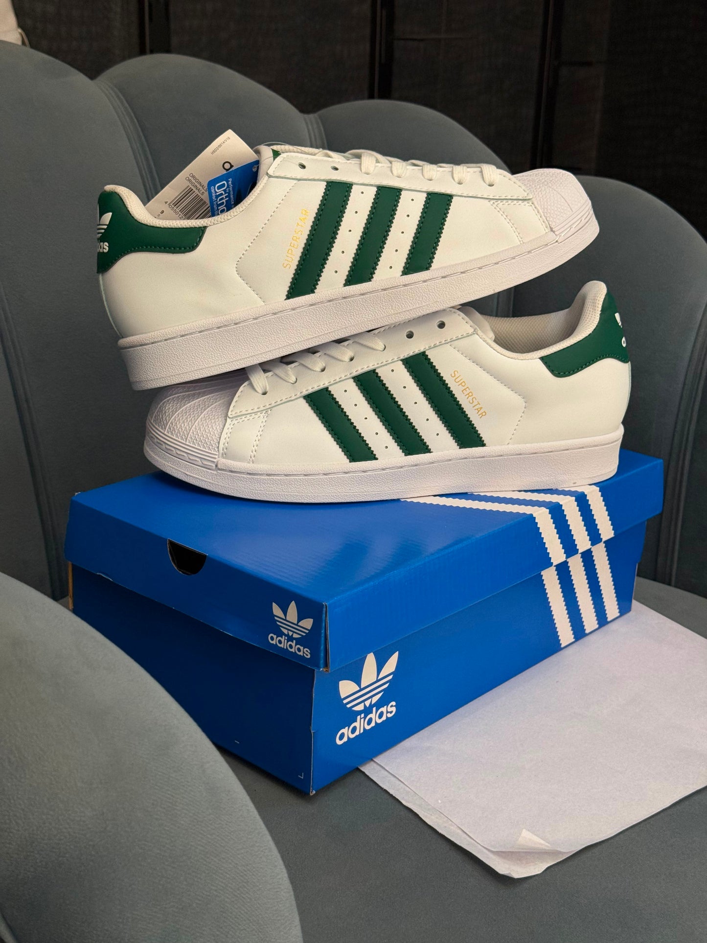 ADIDAS ORIGINALS SUPERSTAR WHITE GREEN